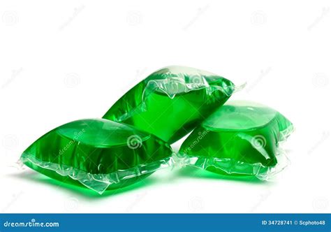 Three Green Laundry Detergent Capsules Stock Image - Image: 34728741