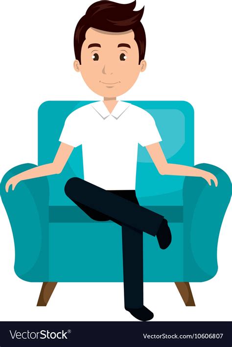 Avatar man cartoon sitting on couch Royalty Free Vector