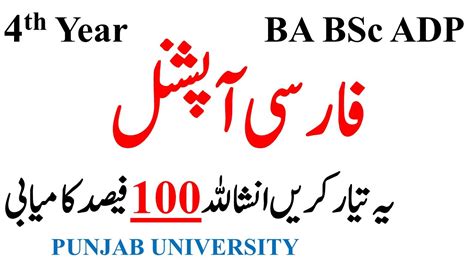 BA BSc ADP Part 2 Persian Optional Most Imp Guess Paper 100 Success