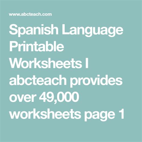 Spanish Language Printable Worksheets I Abcteach Provides Over 49000 Worksheets Page 1