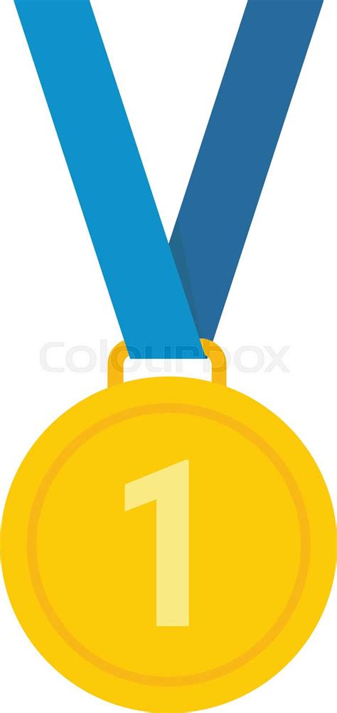 Gold Medal Icon Flat Design Icon Stock Vector Colourbox