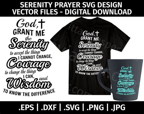 Serenity Prayer Svg Design Vector Clip Art Cut Files For Etsy