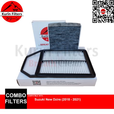 Genuine Kurin Combo Filters Air Charcoal Cabin For Suzuki New Dzire