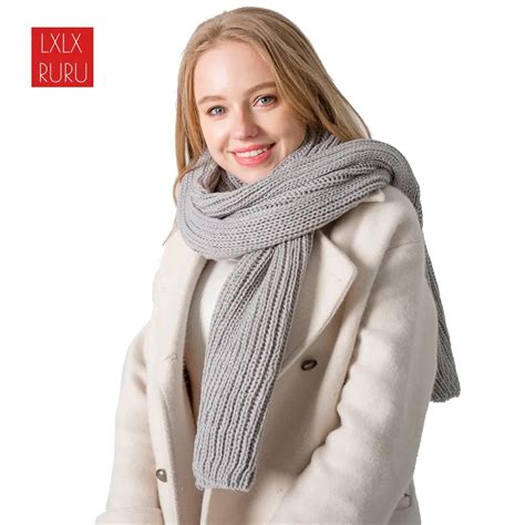 Aliexpress Buy Lxlxruru Warm Winter Scarf Knitted Women Fashion