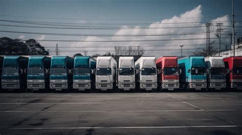 Fundo Fileira De Caminhões Em Um Estacionamento Fundo Alinhamento De