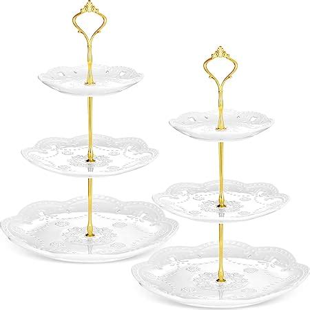 Amazon BonNoces 3 Tier Porcelain Embossed Cupcake Stand Pure