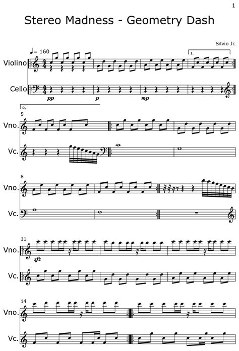 Stereo Madness Geometry Dash Sheet Music For Violin Cello