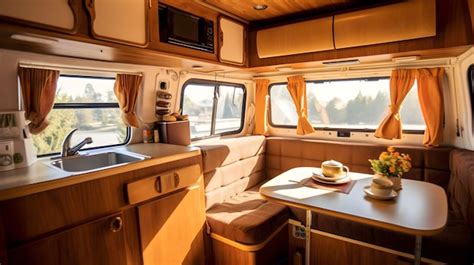 Premium AI Image | Camper Van Comfort Interior of a Motor Home Camper Van