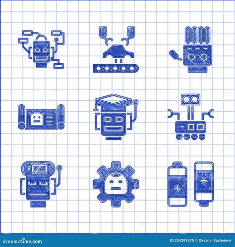 Set Robot Battery Low Battery Charge Blueprint Mechanical Robot