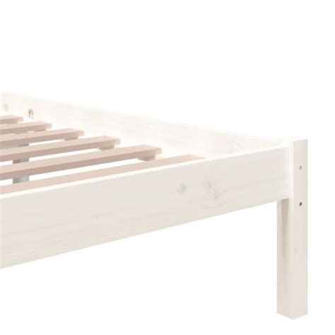 Cadre De Lit Blanc Bois Massif X Cm Qqmora Yy Cdiscount Maison