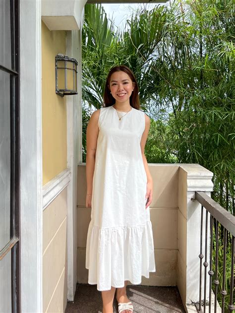 Camden Dress In White With Lining Wanhiyan Clothing