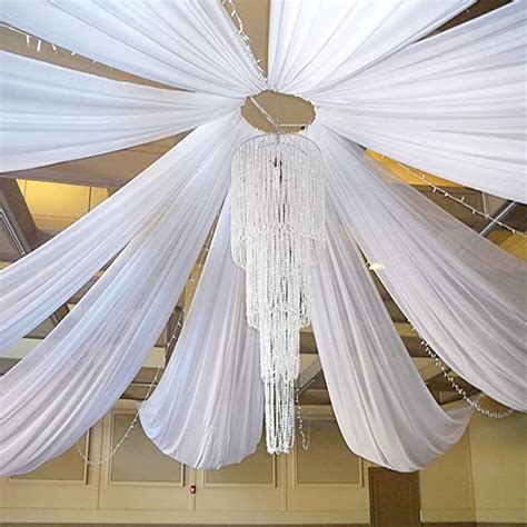 Amazon.com: White Ceiling Drapes for Weddings 6 Panels 5ftx10ft Wedding ...