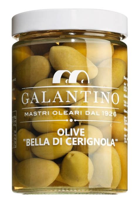 Olive Verdi Bella Di Cerignola Green Olives Huge Galantino 550 G Glass