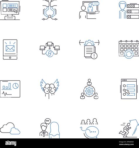 Change Management Line Icons Collection Transformation Adaptation