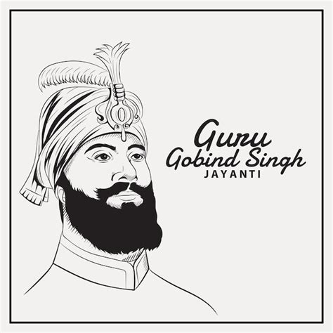 Guru Gobind Singh Jayanti 생일의 그림 프리미엄 벡터