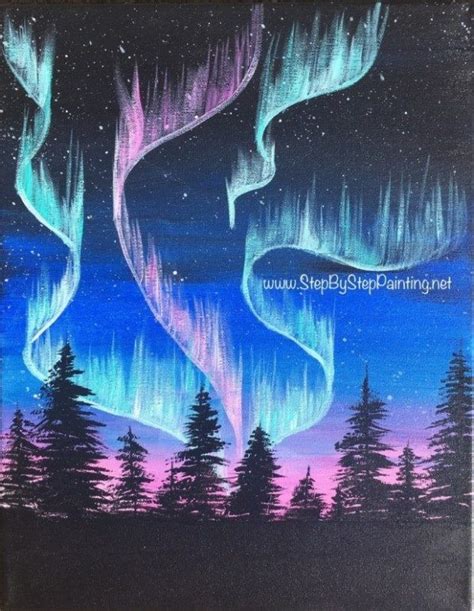 How To Paint Northern Lights Simple Acrylic Paintings Silhouette