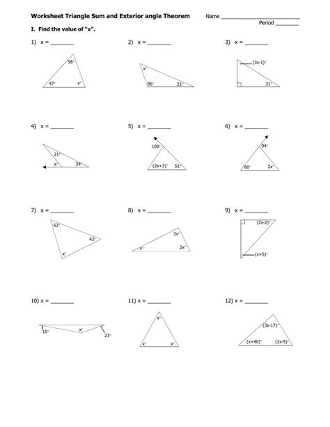 Triangle Sum And Exterior Angle Theorem Worksheet — db-excel.com