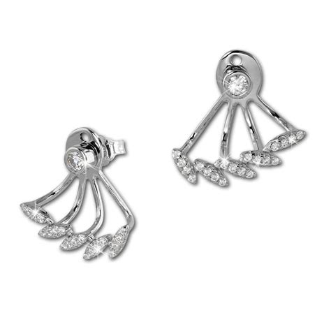 SilberDream Ohrstecker Dangle Ear Cuff Zirkonia weiß 925 Silber