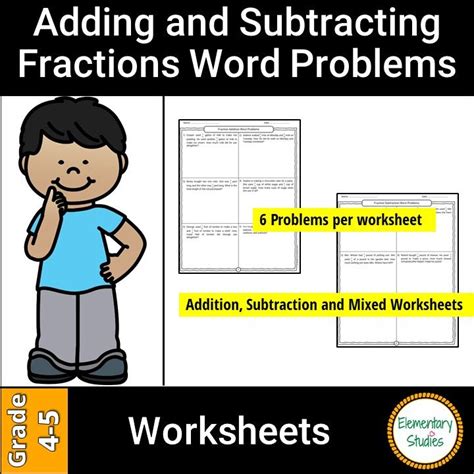 Adding Subtracting Fractions Word Problems Grades Fraction