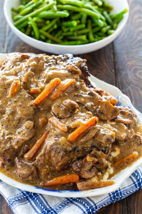 Crock Pot Roast With Creamy Mushroom Gravy Spicy Southern Kitchen