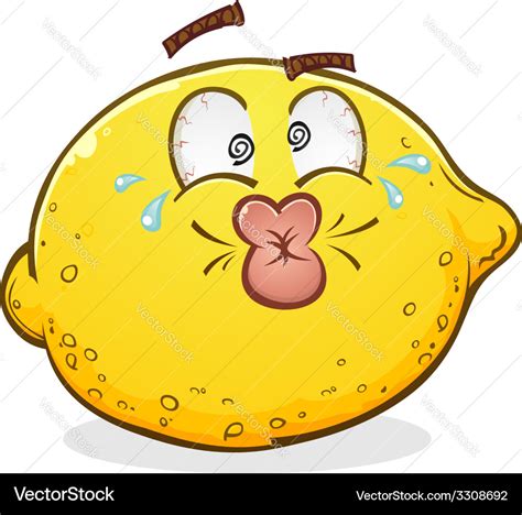 Sour pucker face lemon cartoon character Vector Image