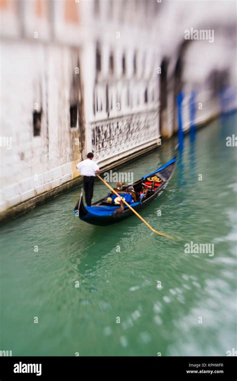 Italy Venice Selective Focus Of Gondola In The Canals Of Venice Stock