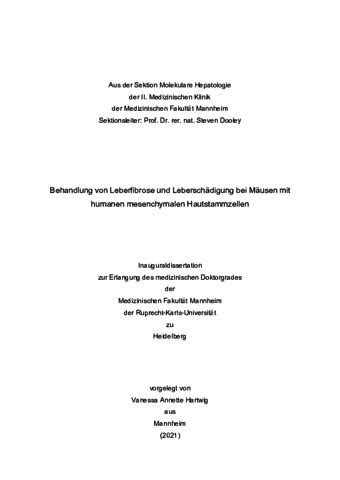 Behandlung Von Leberfibrose Und Lebersch Digung Bei M Usen Mit Humanen