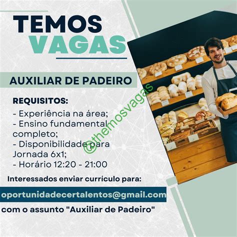 Auxiliar De Padeiro Teresina PI 01 Vaga S Themos Vagas