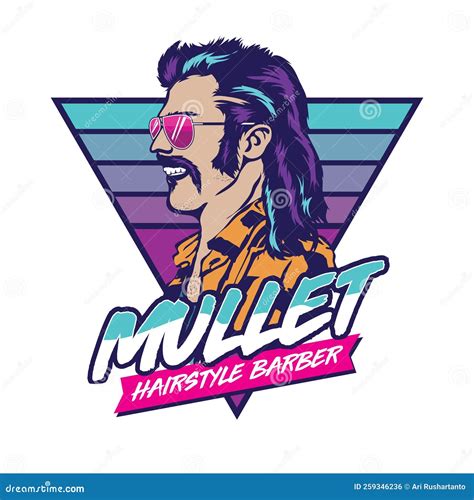 A Man With Mullet Hair Style Vector Design 216418017