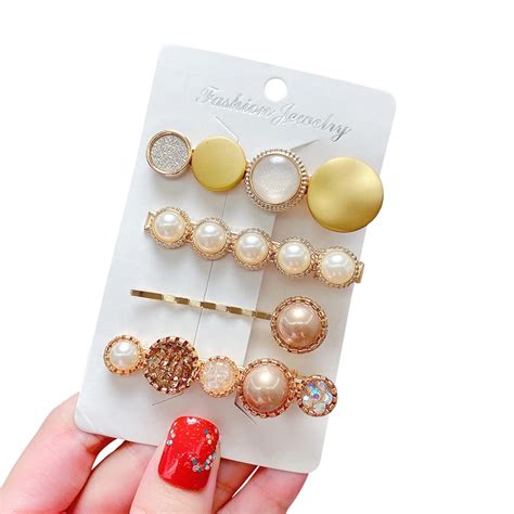 Amazon Hair Clips For Women Pcs Yellow Pearls And Acrylic Resin