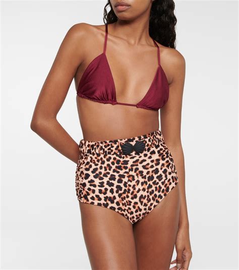 High Rise Leopard Print Bikini Bottoms In Multicoloured Johanna Ortiz