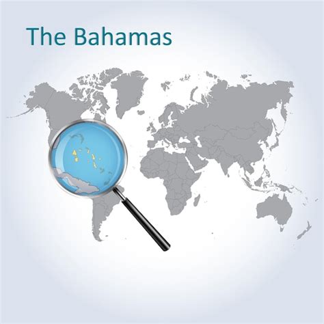 Mapa ampliado de las Bahamas con la bandera de las Bahamas ampliación