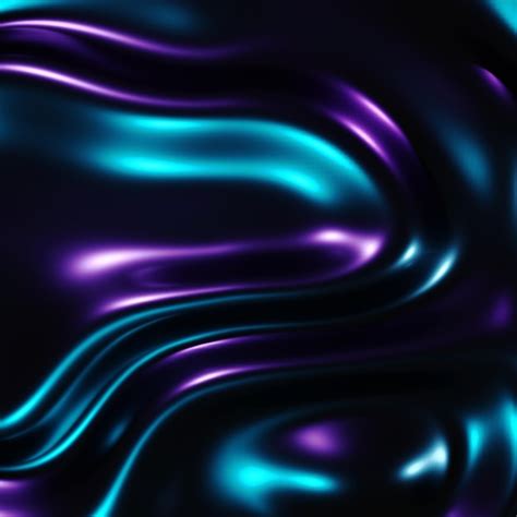 3d brillante luz de neón púrpura y azul abstracto ondulado y seda