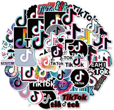 Tik Tok Versiering Stickers - Social Media - Logo - set 50 stuks ...