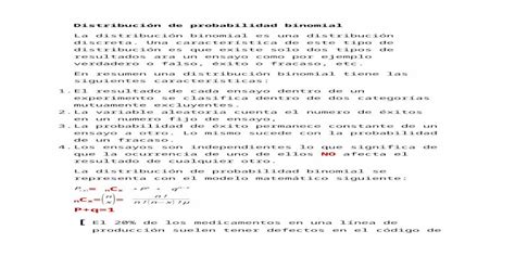 Estadistica Distribución de probabilidad binomial Distribución de