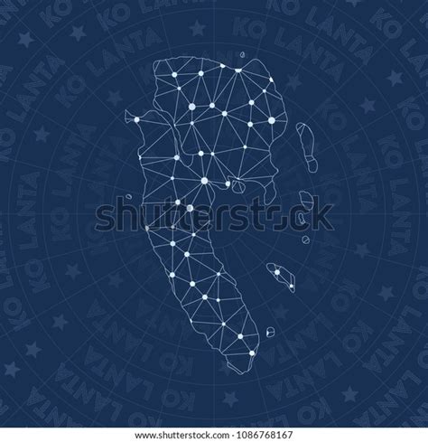 Ko Lanta Network Style Island Map Stock Vector Royalty Free