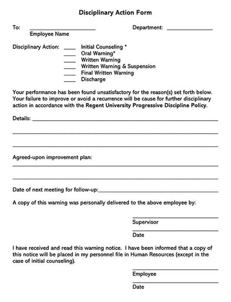 Free Employee Disciplinary Action Forms Word Pdf