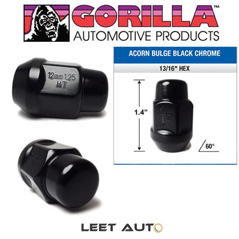 24pc Gorilla Lug Nuts Wheel Locks Combo Black 12mm X 1 25 Bulge