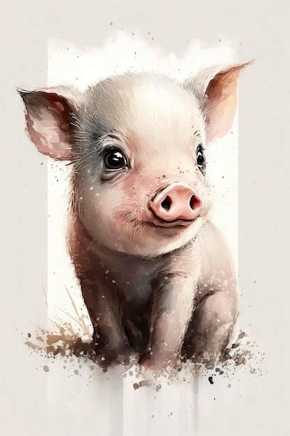 Ilustraci N En Acuarela De Un Adorable Cerdito Para Arte Infantil