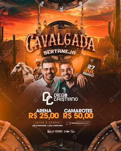 Flyer Calvogada Sertaneja Diego e Cristiano Social Media PSD Editável