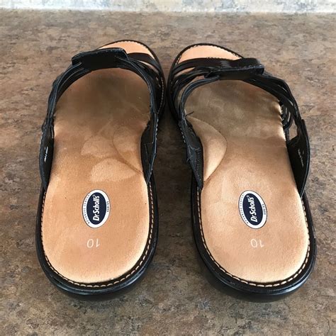 Drscholls Size 10 Black Leather Woven Sandals Advanced Comfort Series