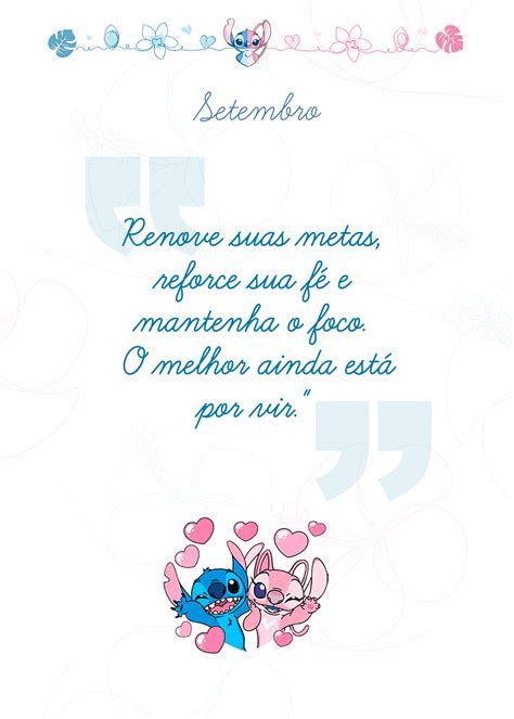 Capa De Setembro Planner Stitch E Angel Fazendo A Nossa Festa