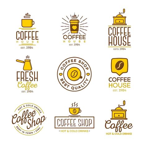 Premium Vector Coffee Shop Logo Set Isolated On White Background