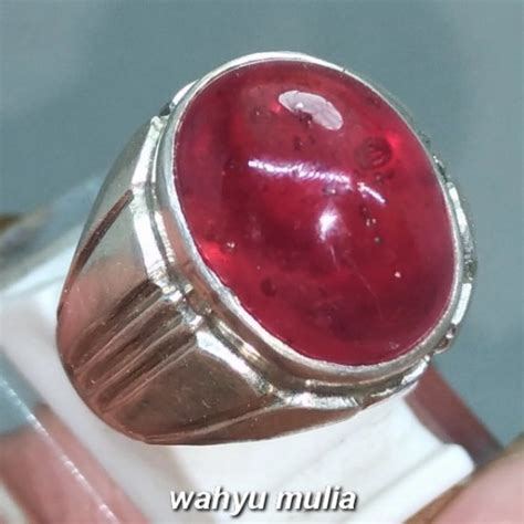 Batu Cincin Permata Merah Delima Red Ruby Pigeon Blood Asli Kode 1163