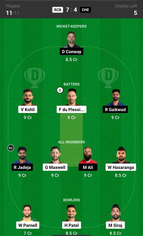 Rcb Vs Csk Dream11 Prediction Today Match Ipl 2023 Royal Challengers Bangalore Vs Chennai Super