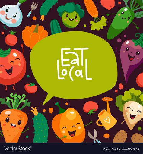 Cute cartoon vegetables banner template Royalty Free Vector