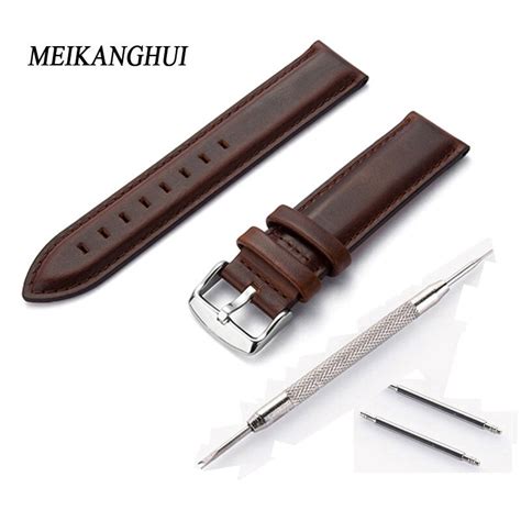 High Quality Genuine Leather Watchband With Tray Bracelet With Stainless Steel Buckle For Fossil