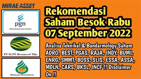 Rekomendasi Saham Besok Analisa Saham ADRO BEST PGAS RAJA INDY BUMI