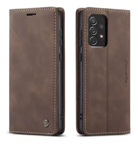 Funda De Piel Con Tapa Para Samsung Galaxy A14 A73 A53 Color Coffee