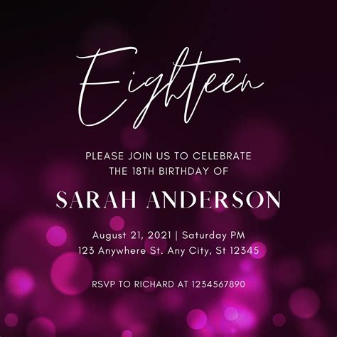 Free, printable 18th birthday invitation templates | Canva